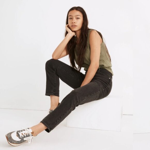 Madewell Curvy Perfect Vintage Black Lunar Wash 90s Momcore Grunge Jeans 28 - Picture 1 of 16